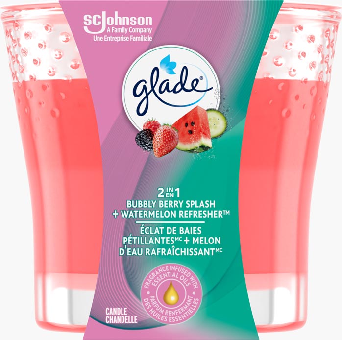 Glade® 2en1 Chandelle - Éclat de Baies Pétillantes + Melon d`Eau Rafraîchissant