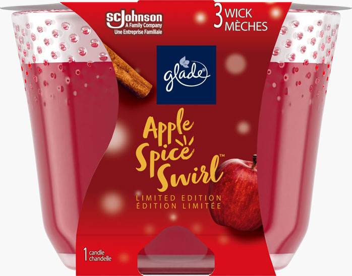 Glade® des Fêtes chandelle  à trois mèches  - Apple Spice Swirl™
