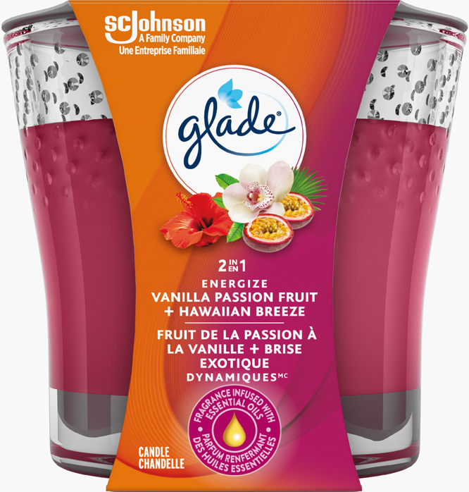 Glade® 2en1 Chandelle - Fruit De La Passion À la vanille Et Brise Exotique®