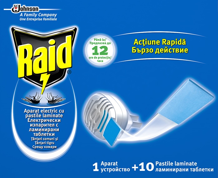 Raid® електрическо устройство с ламинирани таблетки срещу комари