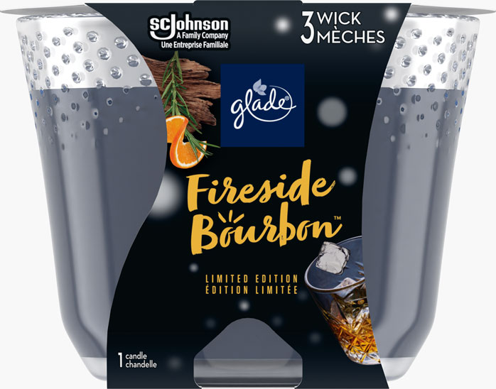 Glade® des Fêtes chandelle  à trois mèches  - Fireside Bourbon™