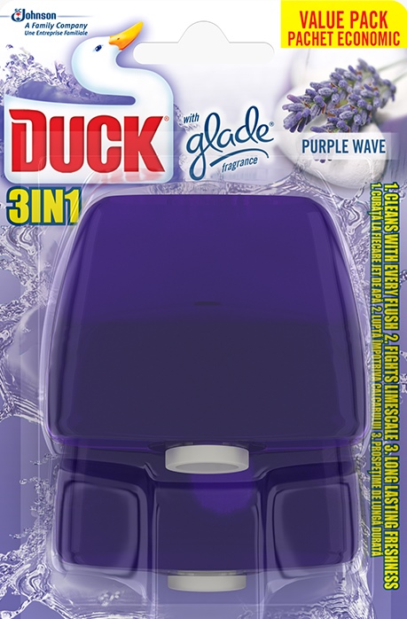 Duck® 3în 1 Rezervă lichidă dublă pentru aparat de toaletă - Purple Wave