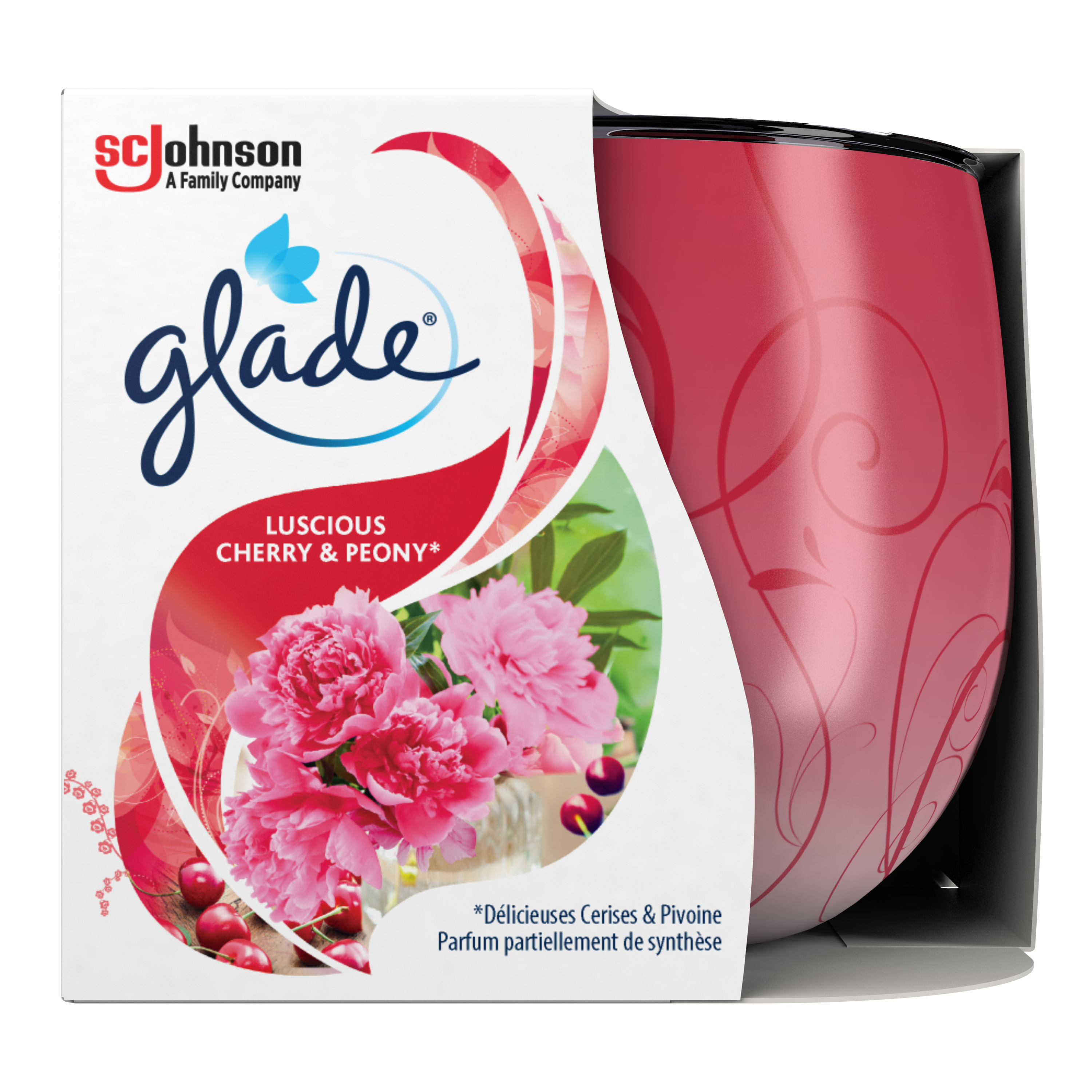 Glade® Duftkerze mit Dekorfolie Luscious Cherry & Peony