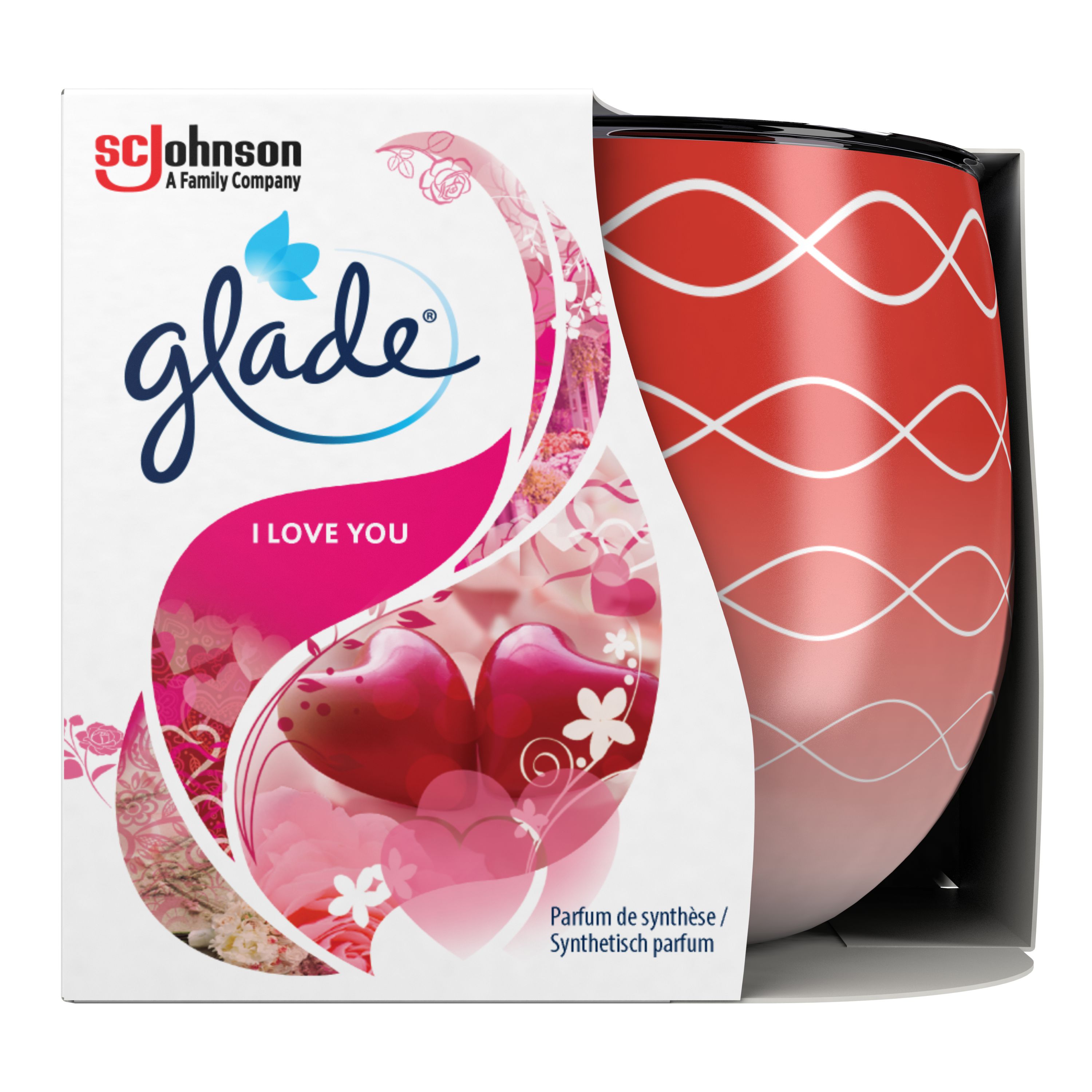 Glade® Duftkerze mit Dekorfolie I Love You