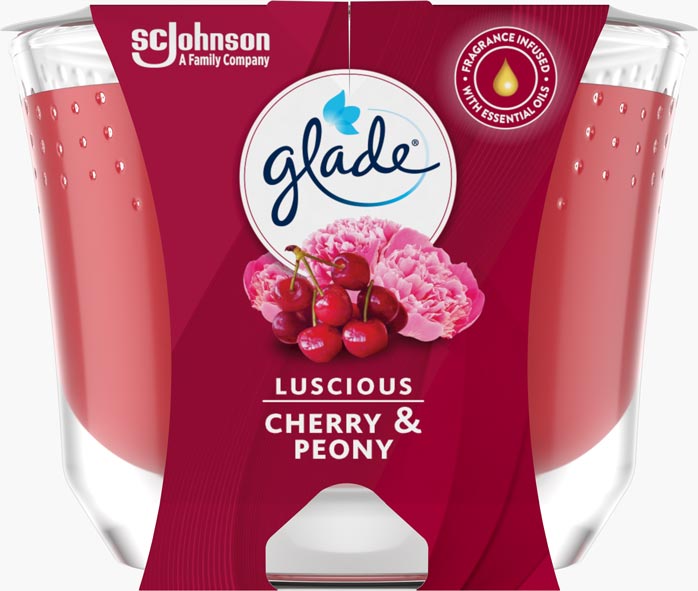 Glade® Langanhaltende Duftkerze Luscious Cherry & Peony