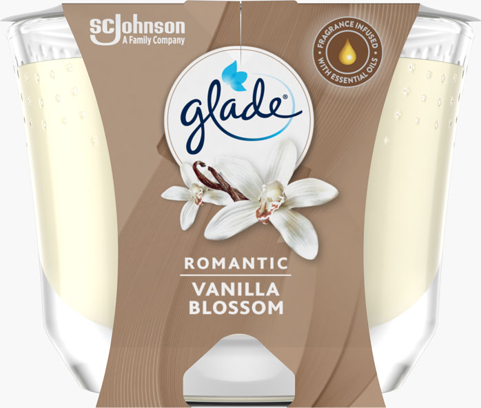 Glade® Langanhaltende Duftkerze Romantic Vanilla Blossom  