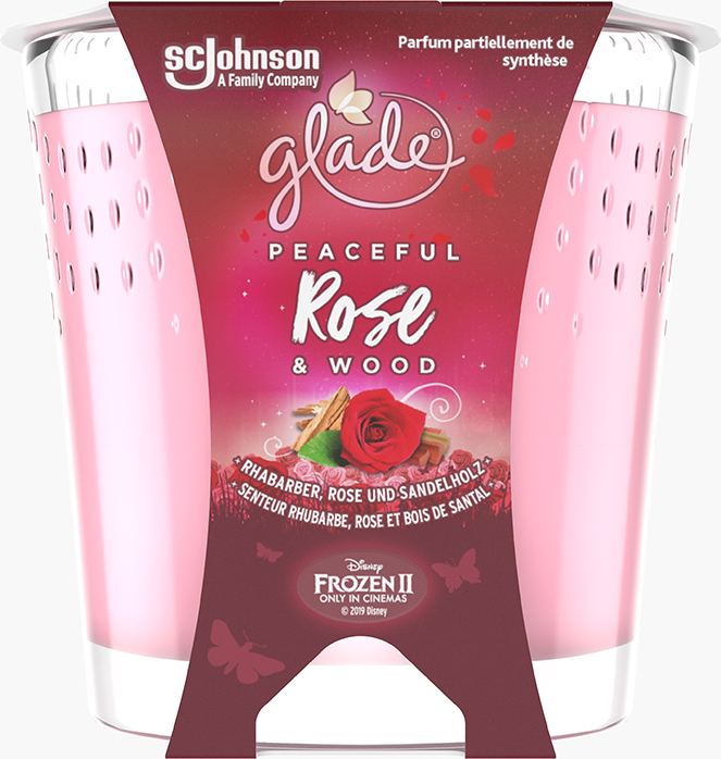 Glade® Duftkerze - Peaceful Rose & Sandalwood - Rhabarber, Rose und Sandelholz