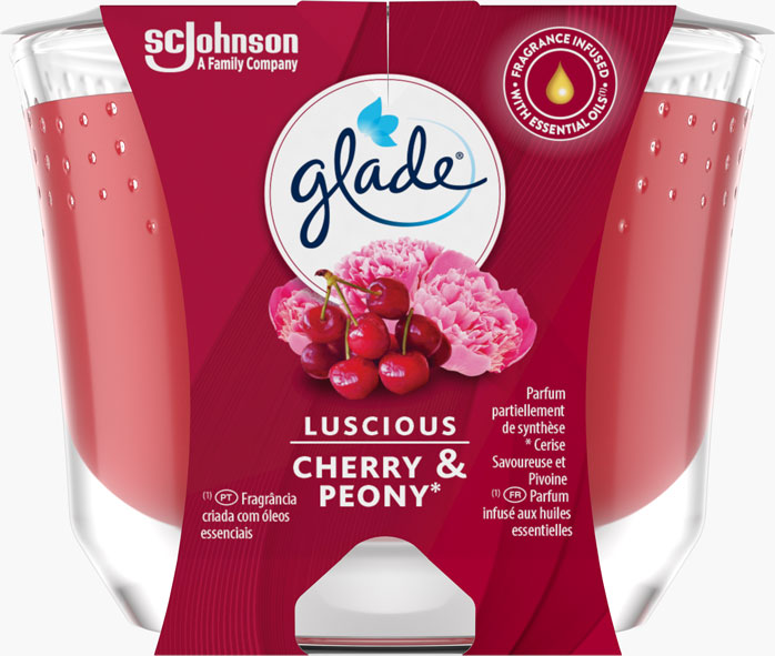 Glade® Bougie Longue Durée - Peony & Cherry 
