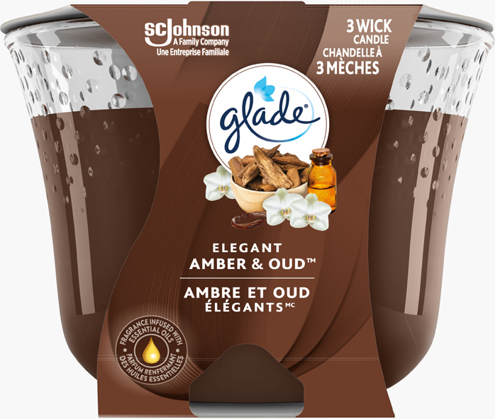 Glade® Triple Wick Candle - Elegant Amber & Oud™