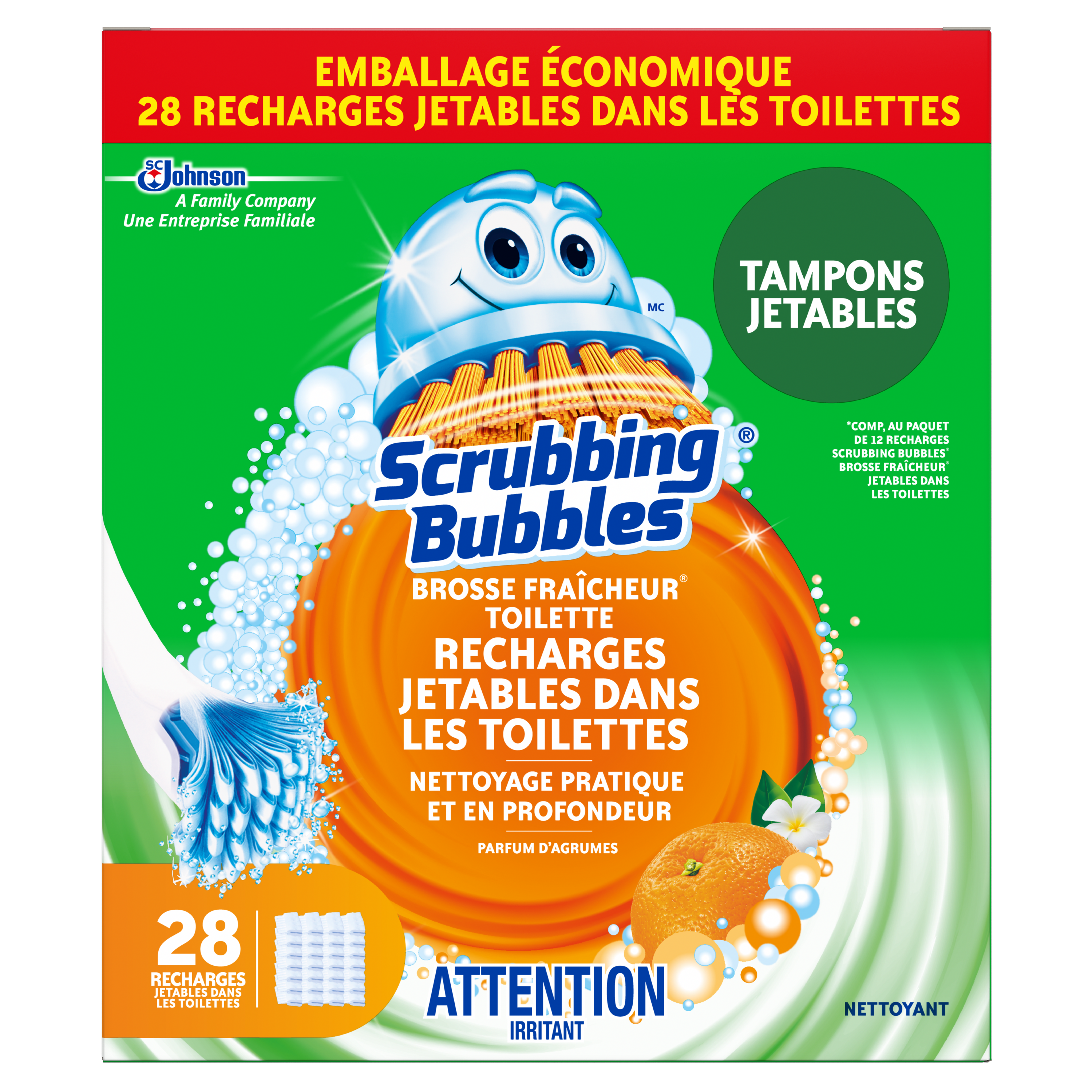 Scrubbing Bubbles® Brosse Fraîcheur® Toilette Recharges Jetables dans les Toilettes (value pack)