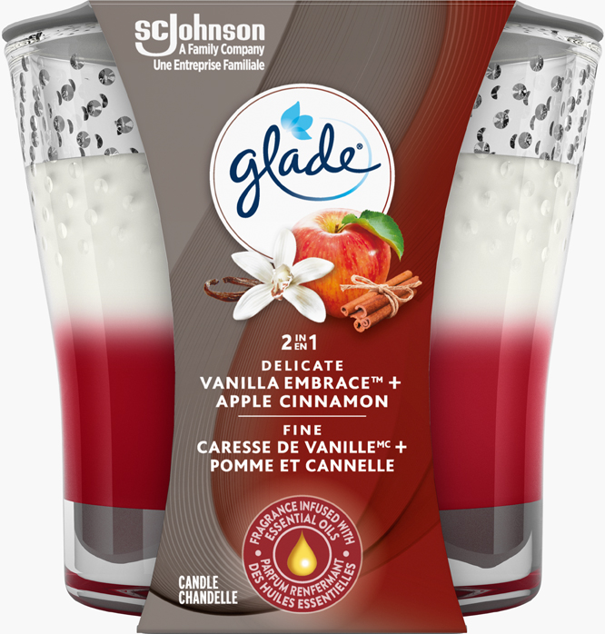 Glade® 2in1 Candle - Delicate Vanilla Embrace™ & Apple Cinnamon