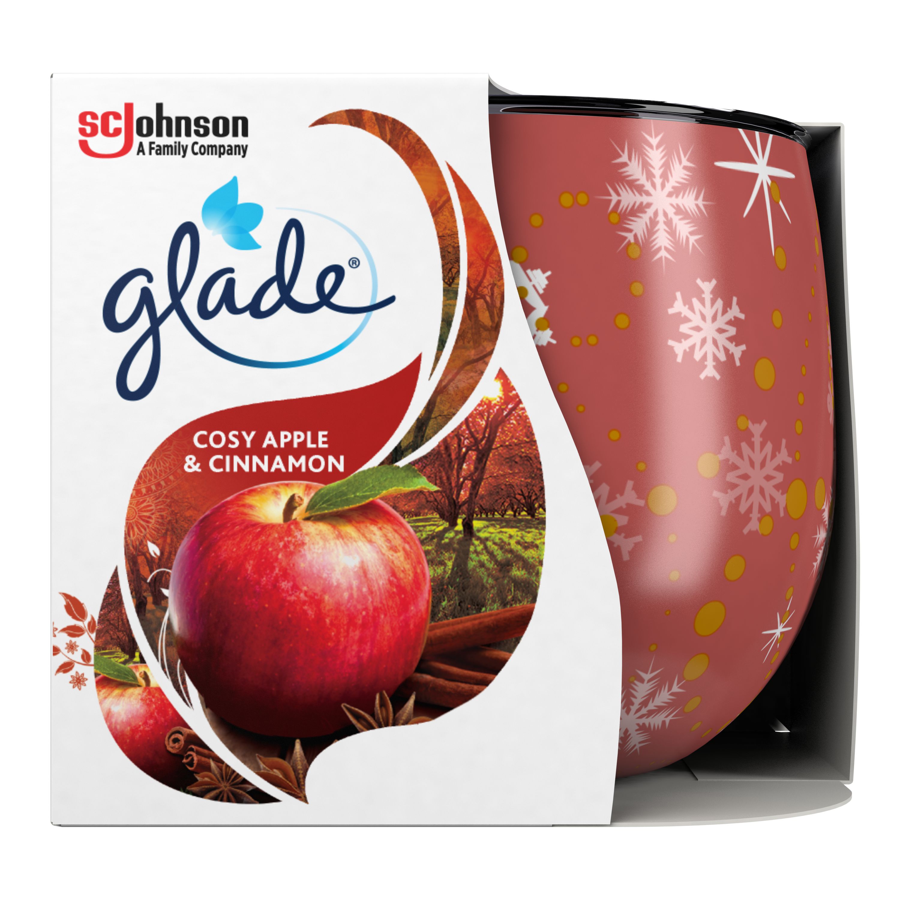 Glade® Duftkerze mit Dekorfolie Apfel & Zimt 