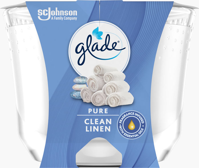 Glade® Bougie Longue Durée Pure Clean Linen