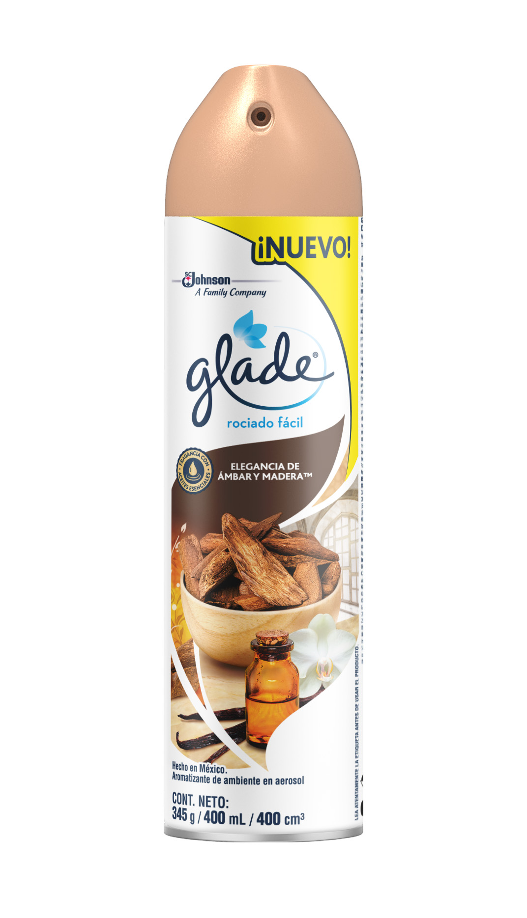 Glade® Aerosoles Elegancia de Ámbar & Madera