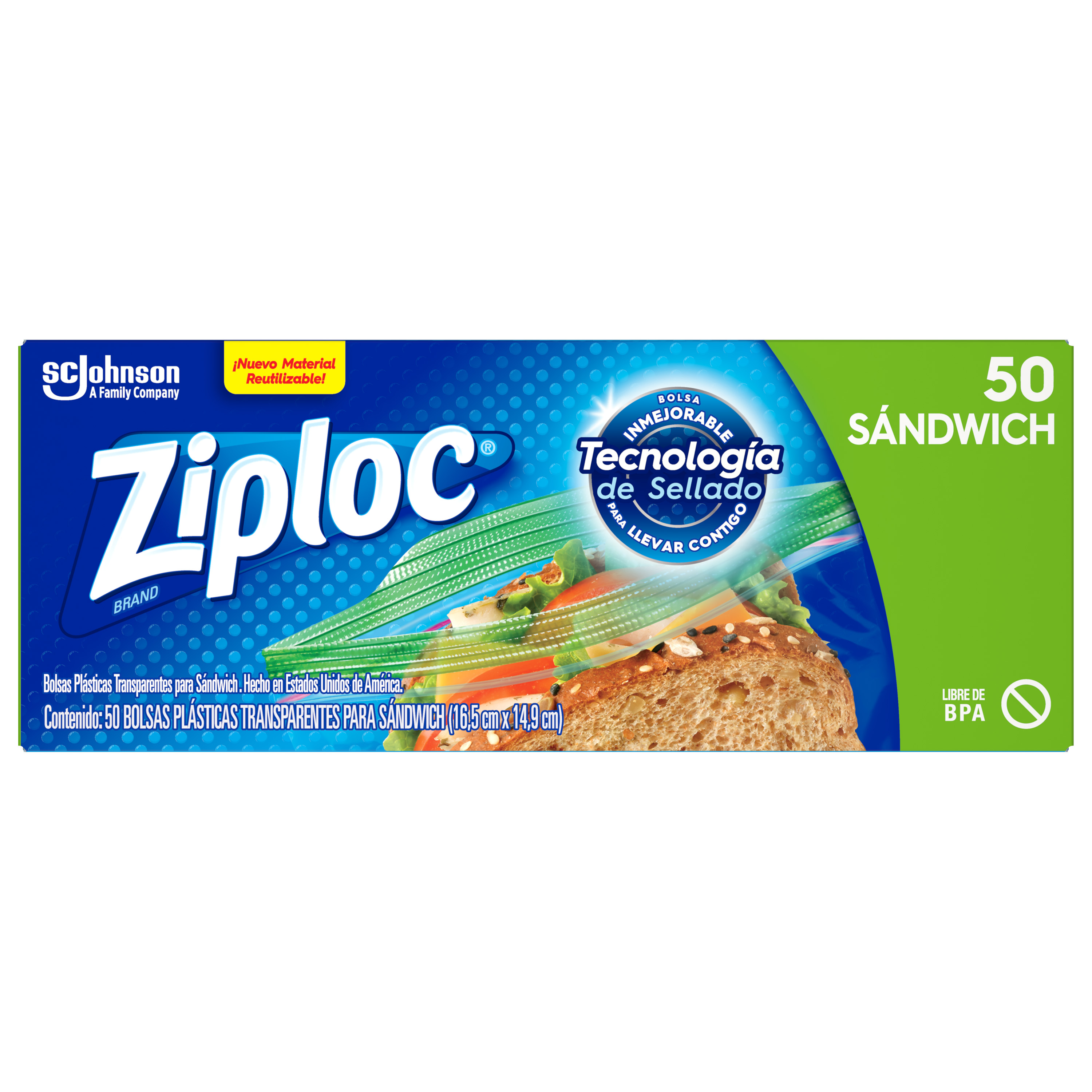 Ziploc® Reutilizable para Sándwich 