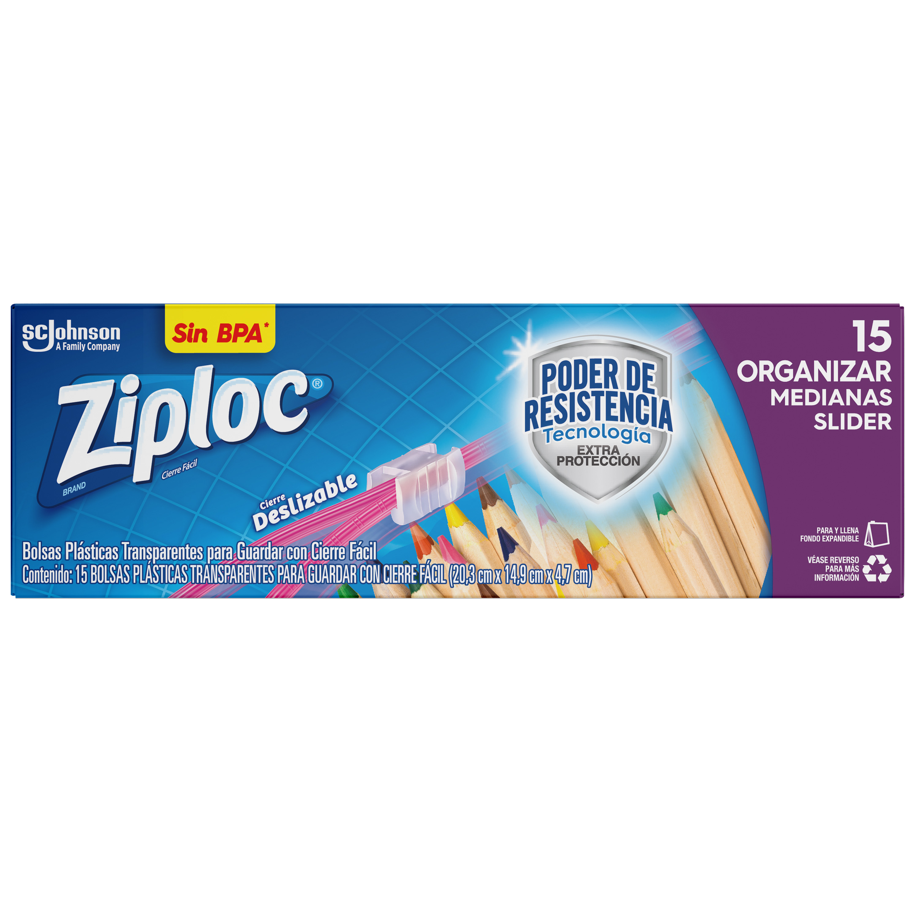 Ziploc® Reutilizable para organizar el control deslizante de tamaño mediano