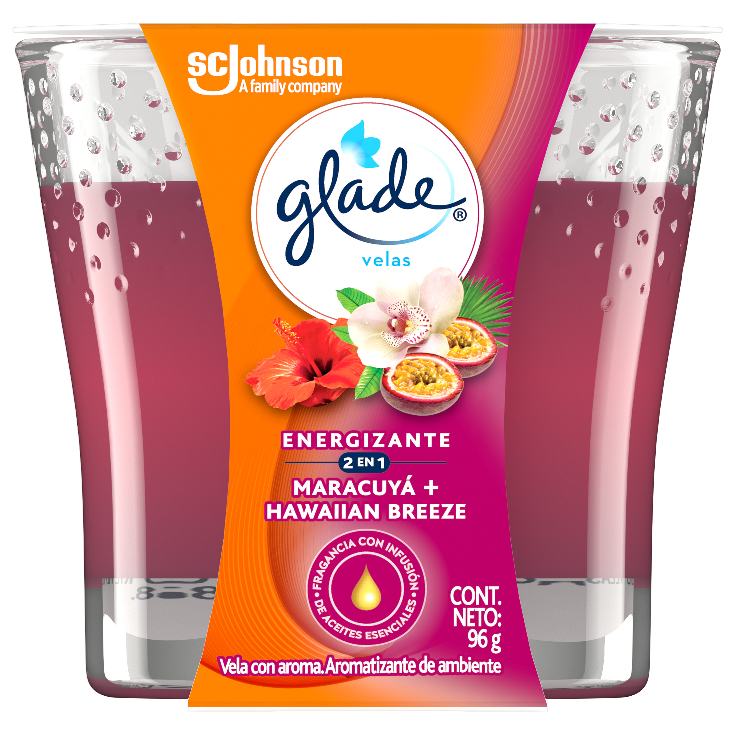 Glade® Velas 2 en 1 Maracuyá y Hawaiian Breeze