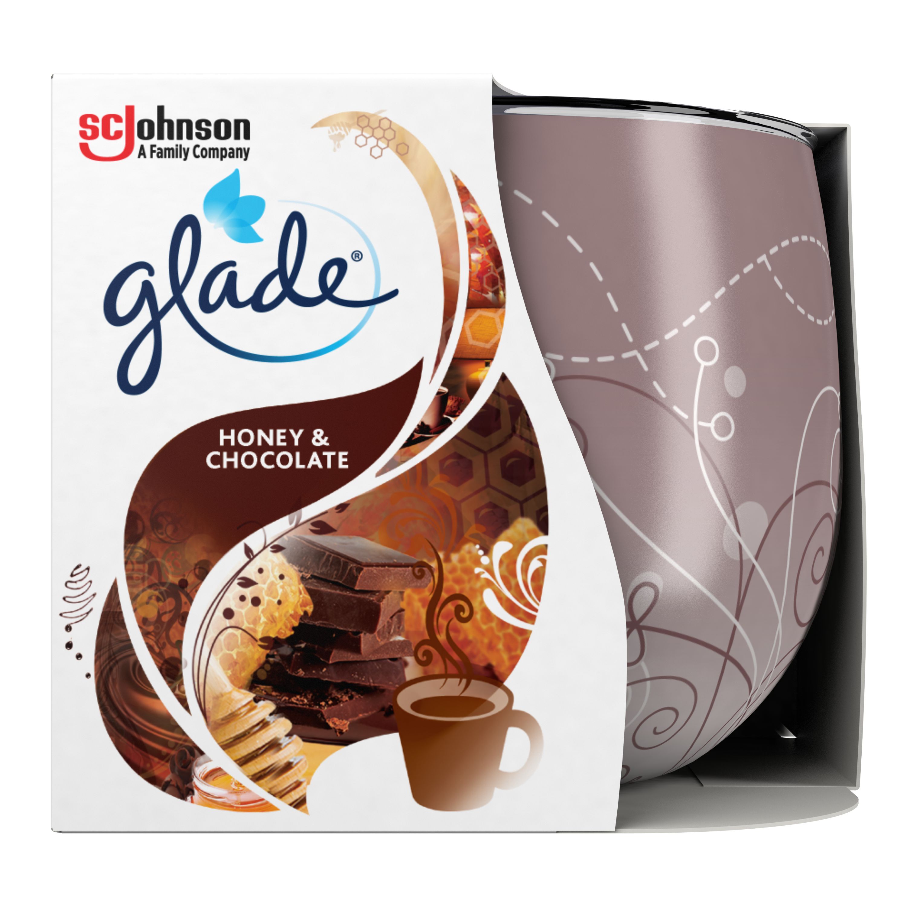 Glade® Duftkerze mit Dekorfolie Honey & Chocolate