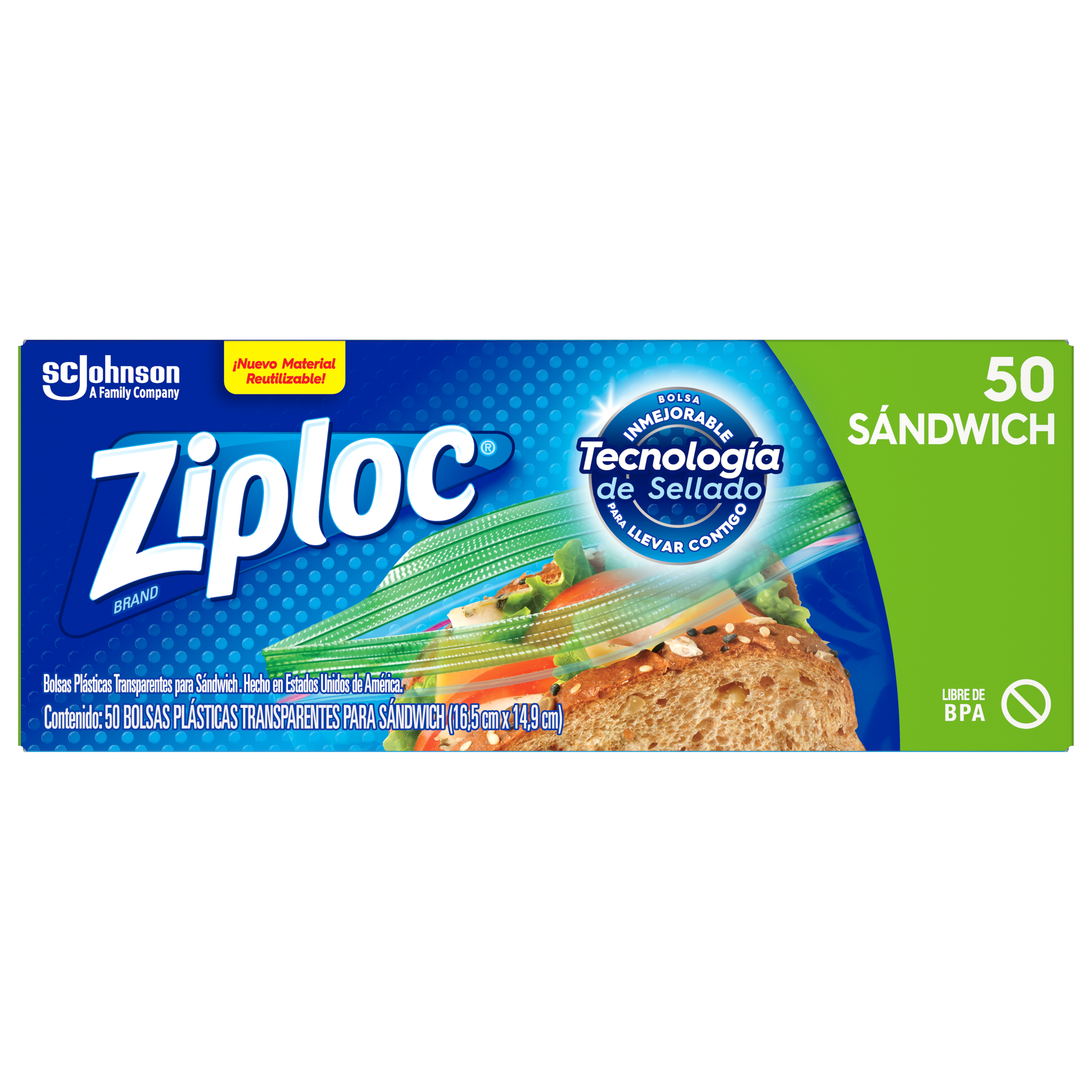 Ziploc® Reutilizable para Sándwich 