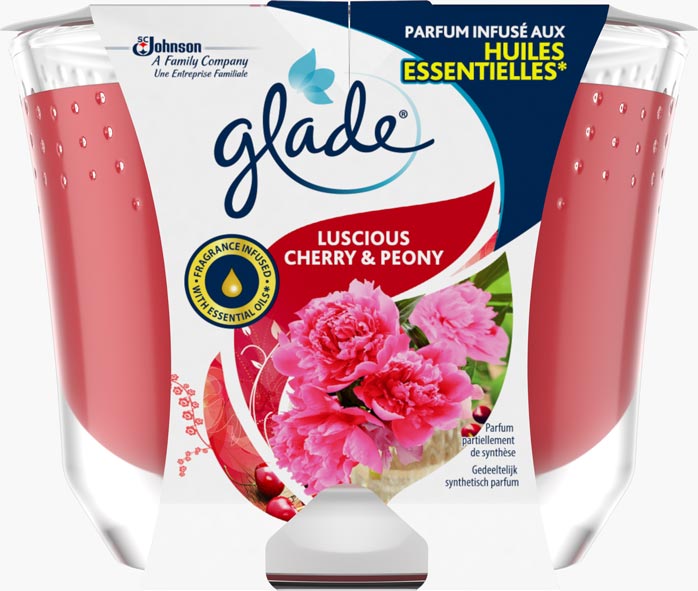 Glade® Design Bougie Longue Durée Luscious Cherry & Peony 