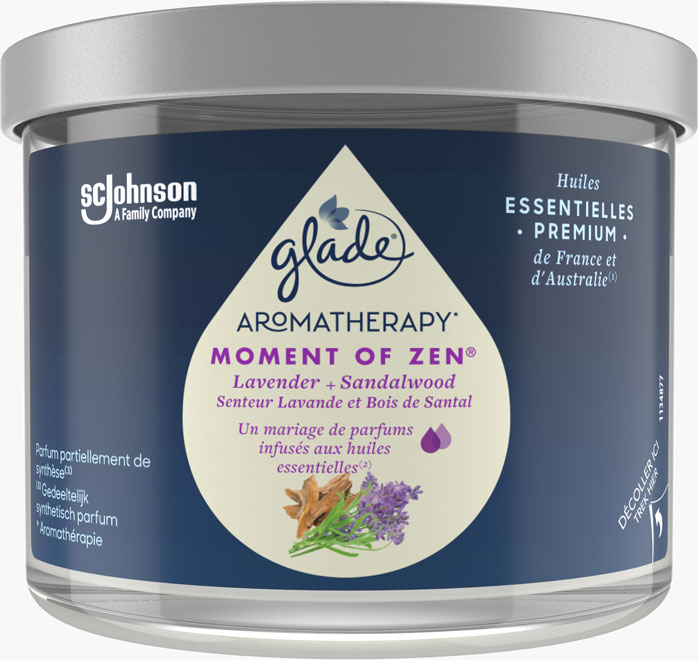 Glade® Aromathérapie - Bougie - Moment of Zen Lavande & Bois de Santal