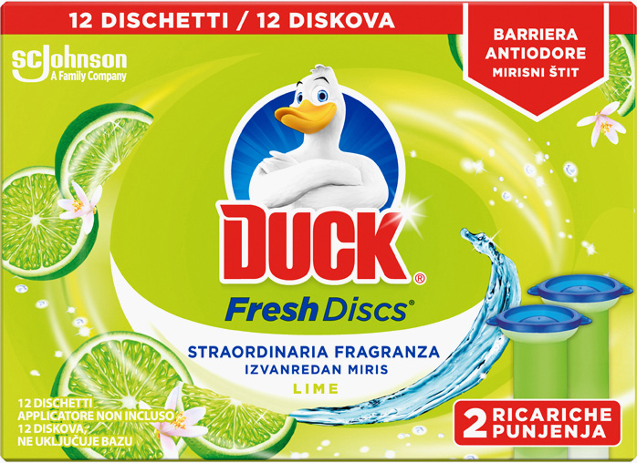 Duck® Fresh Discs® Gel Za Osvježavanje I Čišćenje Wc Školjke, Miris Lime, Duplo Punjenje