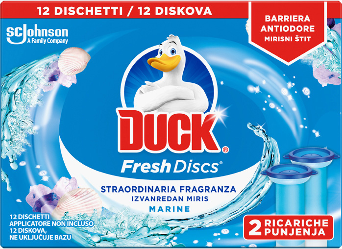 Duck® Fresh Discs® Gel Za Osvježavanje I Čišćenje Wc Školjke, Miris Marine, Duplo Punjenje