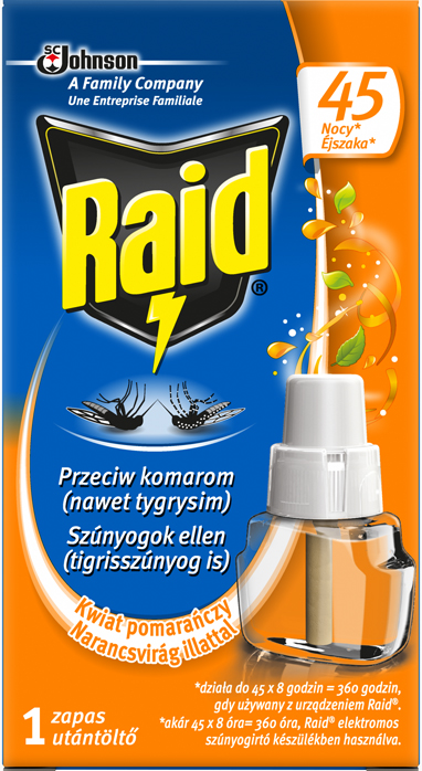 Raid® Elektromos párologtató utántöltő Narancsvirág illattal 45 éjszakás