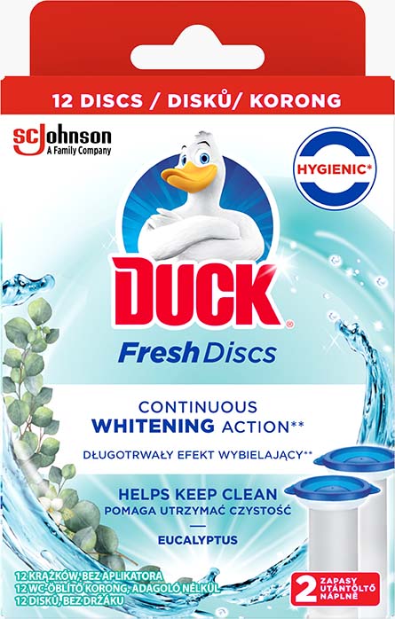 Duck® Fresh Discs® WC-öblítő korong utántöltő 2 db-os Eukaliptusz