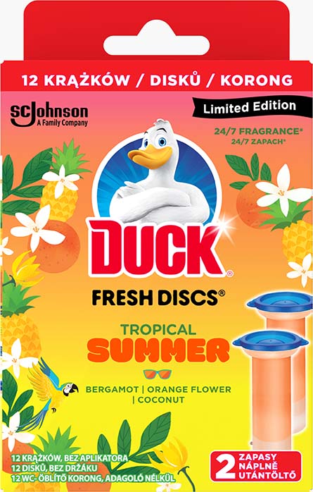 Duck® Fresh Discs® 2 darabos WC-öblítő korong utántöltő Tropical Summer