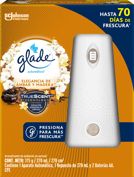 Glade® Automático Aparato Elegancia de Ámbar y Madera