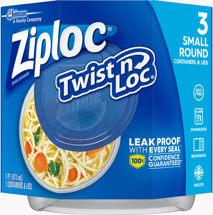 Ziploc Twist 'n Loc Containers and Lids, Small Round, Household