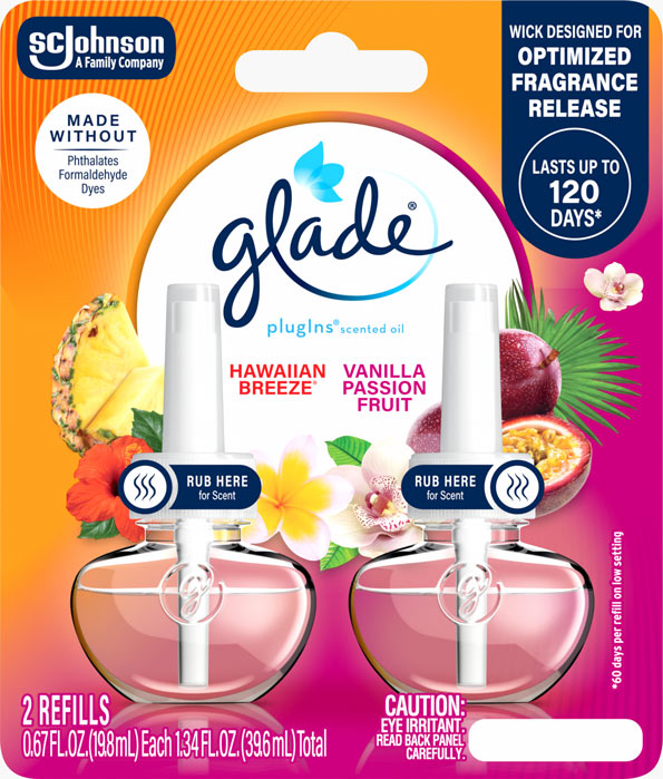 Glade® Hawaiian Breeze® & Vanilla Passion Fruit PlugIns® Scented Oil Refills